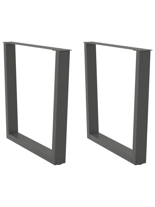 Nohy k jídelnímu stolu ve tvaru v, 2 ks, antracitové, 90 x (72-73,3) cm, ocel