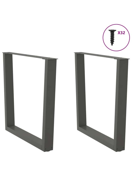 Nohy k jídelnímu stolu ve tvaru v, 2 ks, antracitové, 90 x (72-73,3) cm, ocel
