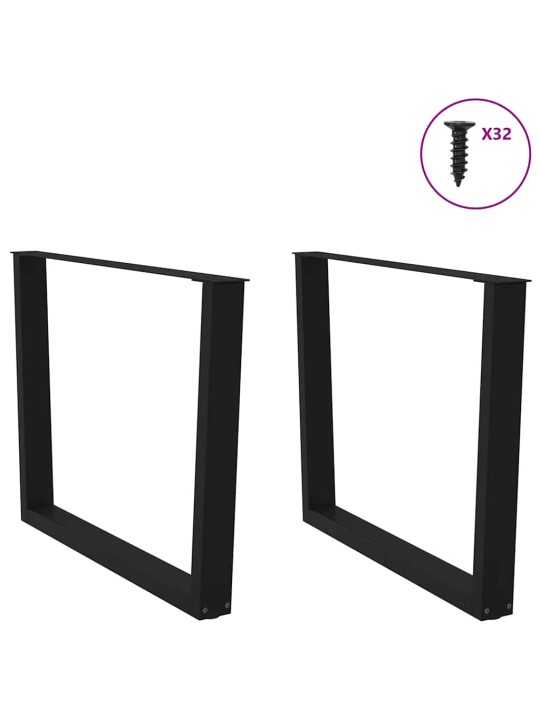 Nohy k jídelnímu stolu ve tvaru v, 2 ks, černé, 100 x (72-73,3) cm, ocel