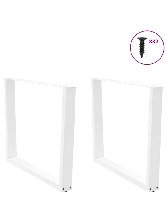 Nohy k jídelnímu stolu ve tvaru v, 2 ks, bílé, 100 x (72-73,3) cm, ocel