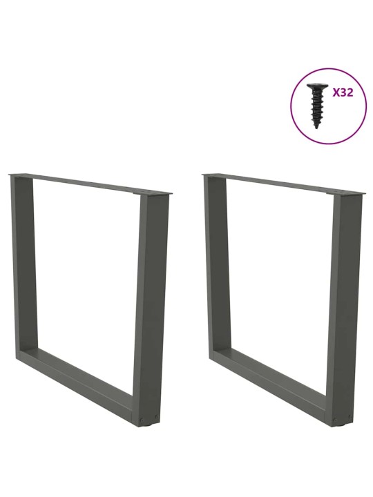 Nohy k jídelnímu stolu ve tvaru v, 2 ks, antracitové, 100 x (72-73,3) cm, ocel