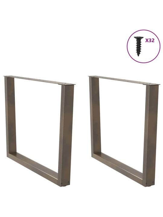 Nohy k jídelnímu stolu ve tvaru v, 2 ks, přírodní ocel, 100 x (72-73,3) cm, ocel