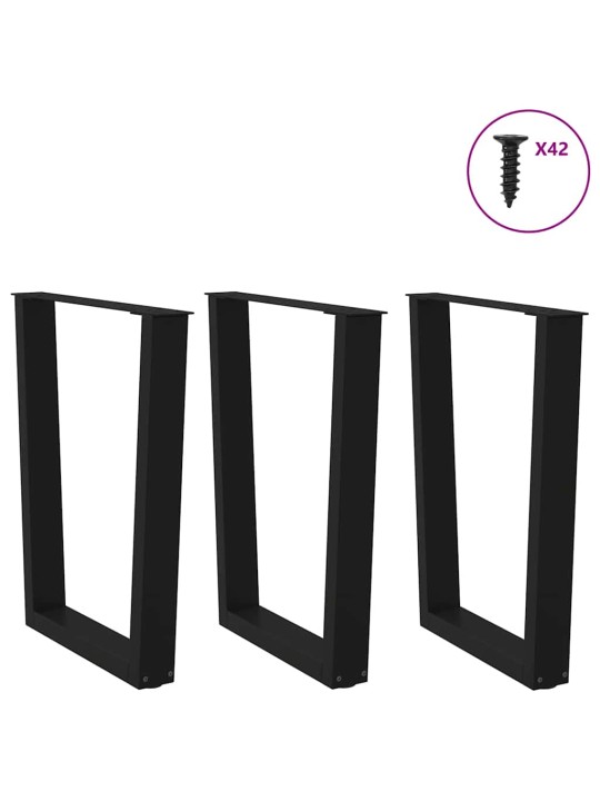 Nohy k jídelnímu stolu ve tvaru v, 3 ks, černé, 70 x (72-73,3) cm, ocel