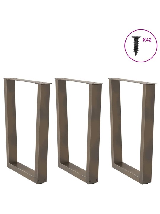 Nohy k jídelnímu stolu ve tvaru v, 3 ks, přírodní ocel, 70 x (72-73,3) cm, ocel