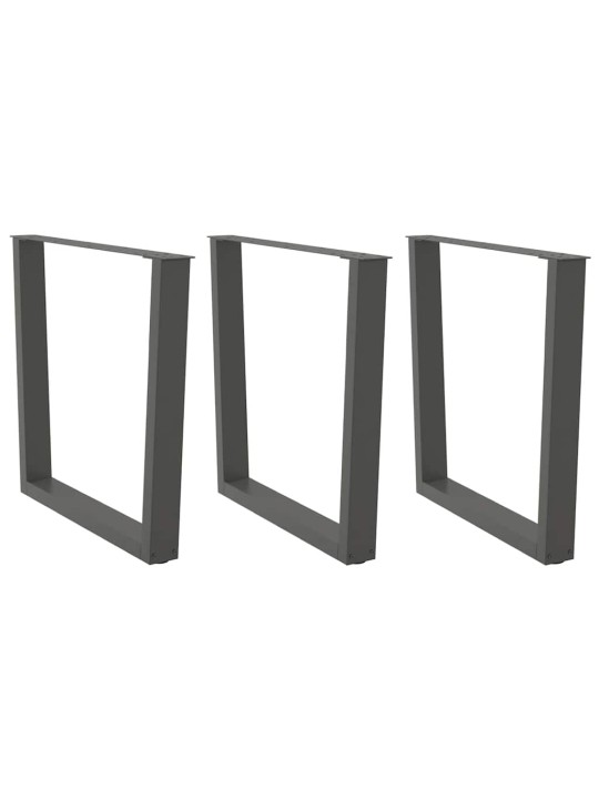 Nohy k jídelnímu stolu ve tvaru v, 3 ks, antracitové, 80 x (72-73,3) cm, ocel