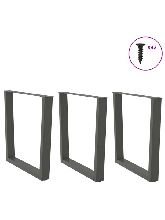 Nohy k jídelnímu stolu ve tvaru v, 3 ks, antracitové, 80 x (72-73,3) cm, ocel