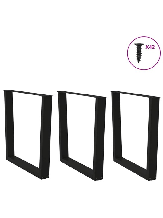 Nohy k jídelnímu stolu ve tvaru v, 3 ks, černé, 90 x (72-73,3) cm, ocel