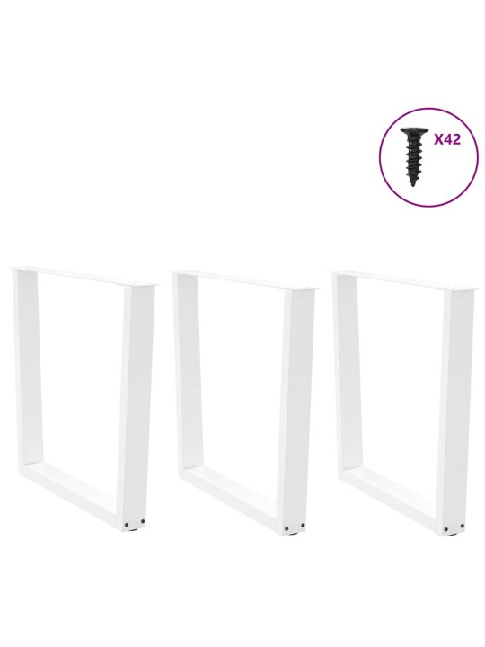 Nohy k jídelnímu stolu ve tvaru v, 3 ks, bílé, 90 x (72-73,3) cm, ocel