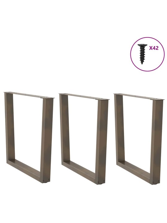 Nohy k jídelnímu stolu ve tvaru v, 3 ks, přírodní ocel, 90 x (72-73,3) cm, ocel