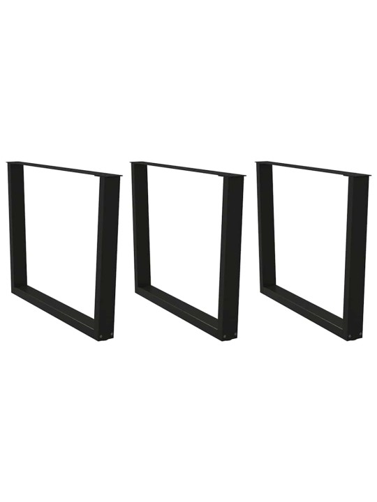 Nohy k jídelnímu stolu ve tvaru v, 3 ks, černé, 100 x (72-73,3) cm, ocel