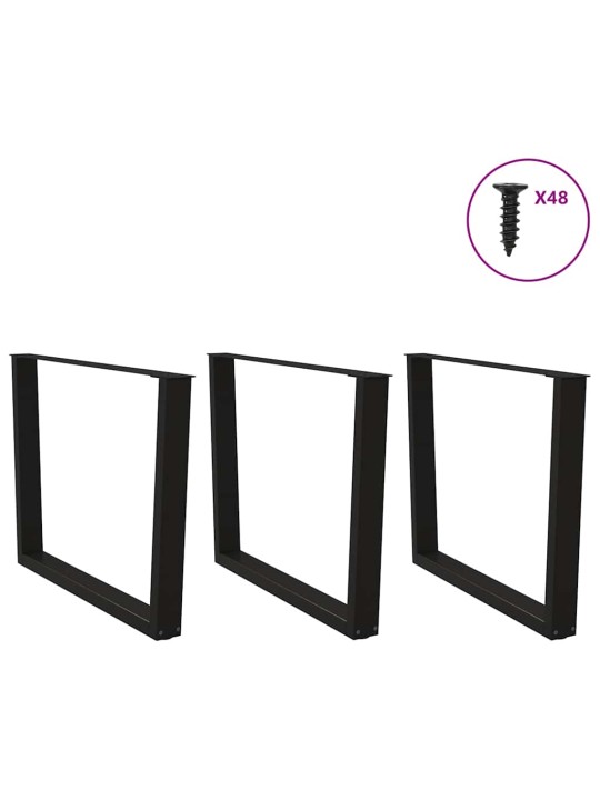 Nohy k jídelnímu stolu ve tvaru v, 3 ks, černé, 100 x (72-73,3) cm, ocel