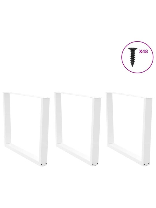 Nohy k jídelnímu stolu ve tvaru v, 3 ks, bílé, 100 x (72-73,3) cm, ocel