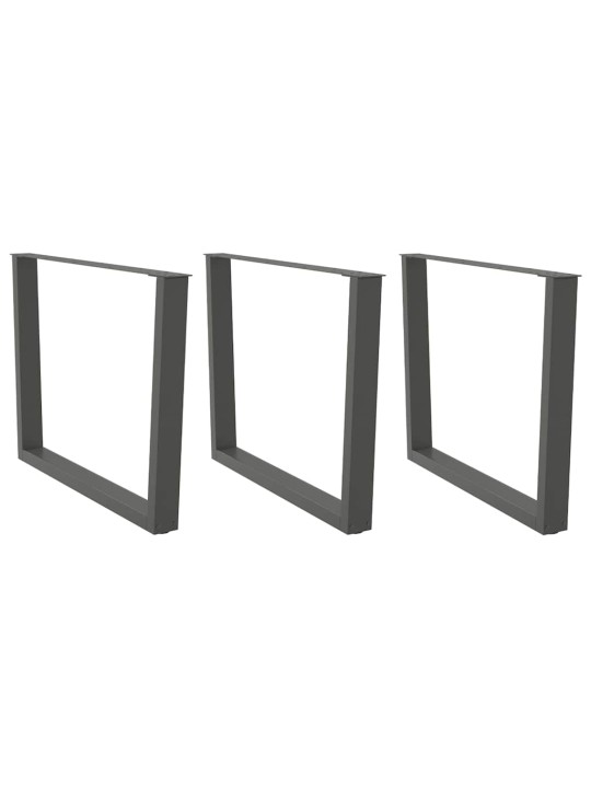 Nohy k jídelnímu stolu ve tvaru v, 3 ks, antracitové, 100 x (72-73,3) cm, ocel