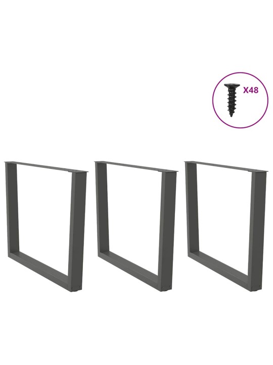 Nohy k jídelnímu stolu ve tvaru v, 3 ks, antracitové, 100 x (72-73,3) cm, ocel