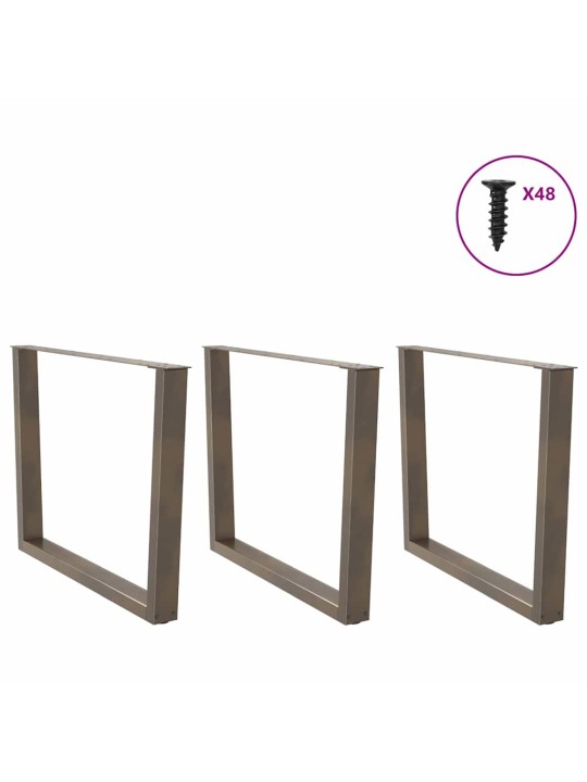 Nohy k jídelnímu stolu ve tvaru v, 3 ks, přírodní ocel, 100 x (72-73,3) cm, ocel