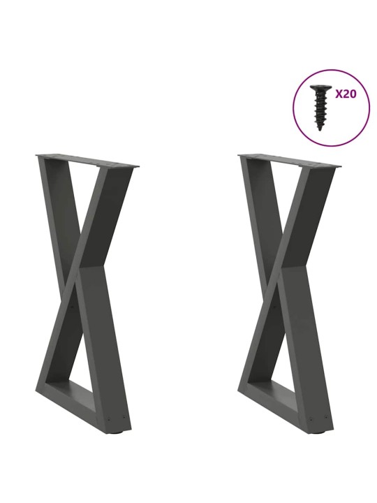Nohy k jídelnímu stolu 2 ks antracitové 50 x (72-73,3) cm ocelové