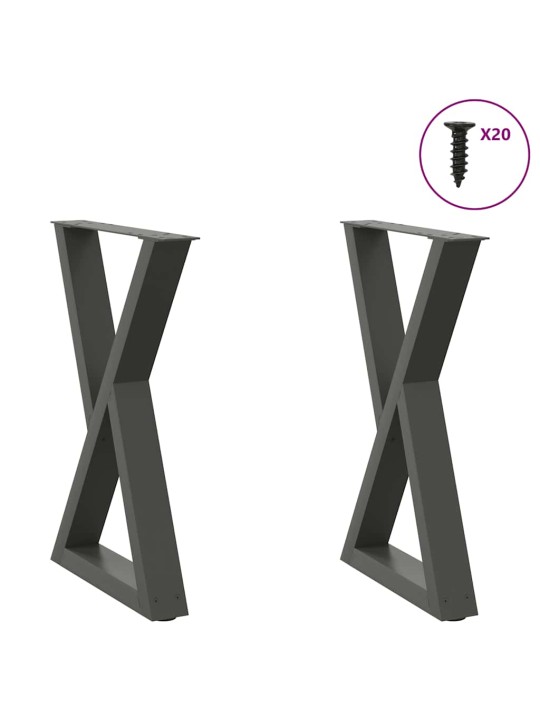 Nohy k jídelnímu stolu 2 ks antracitové 60 x (72-73,3) cm ocelové