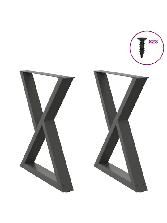Nohy k jídelnímu stolu 2 ks antracitové 70 x (72-73,3) cm ocelové