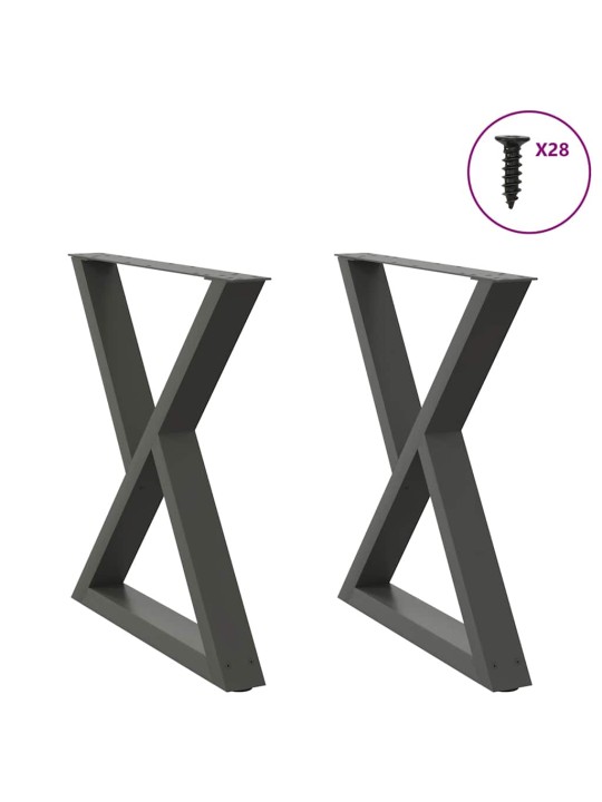 Nohy k jídelnímu stolu 2 ks antracitové 80 x (72-73,3) cm ocelové