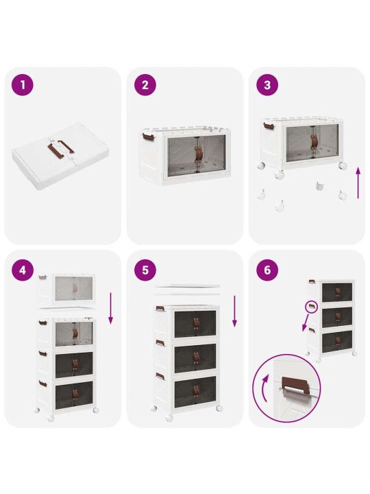 Stohovatelný úložný box na kolečkách 3-patrový 28 l