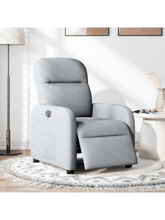 Elektrické polohovací křeslo světle šedé textil