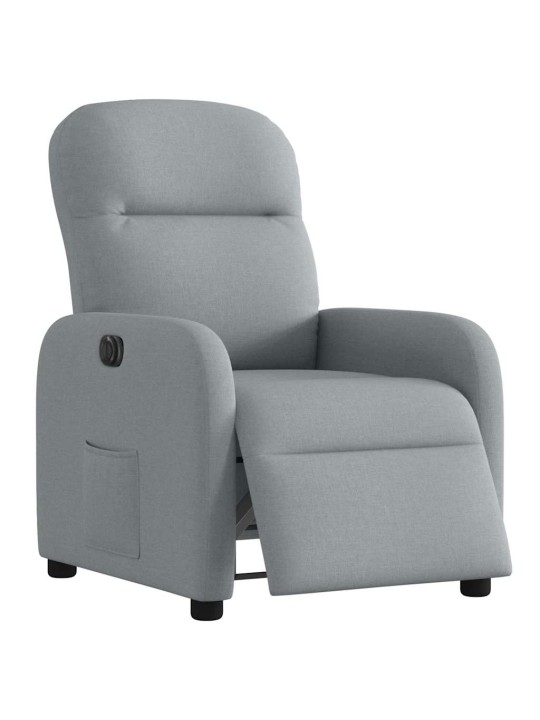 Elektrické polohovací křeslo světle šedé textil