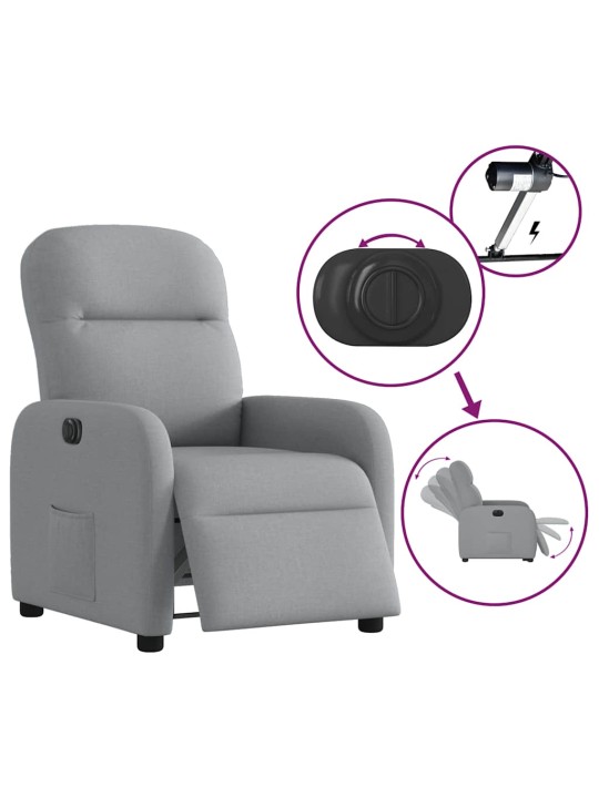 Elektrické polohovací křeslo světle šedé textil