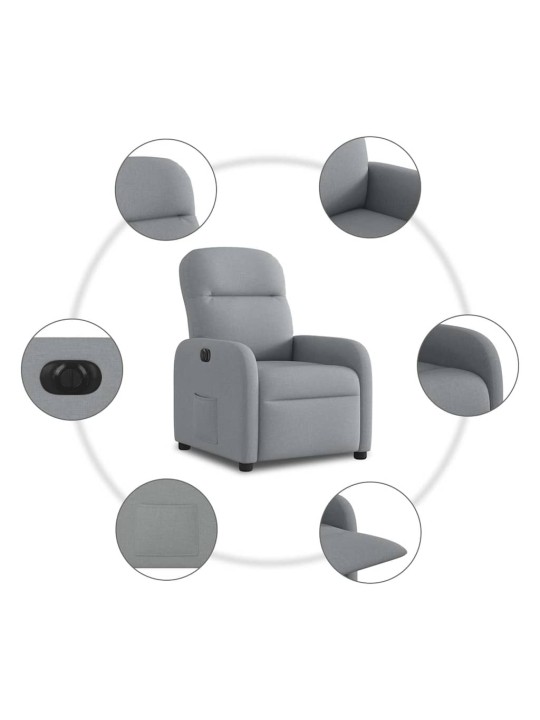 Elektrické polohovací křeslo světle šedé textil