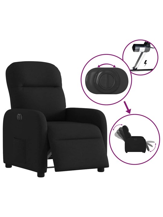 Elektrické polohovací křeslo černé textil