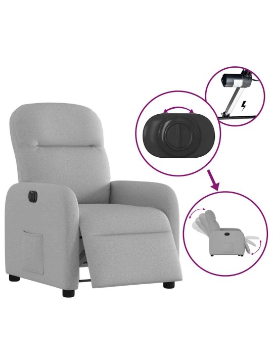 Elektrické polohovací křeslo obláčkově šedé textil
