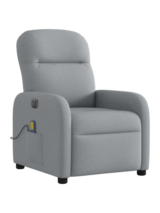 Elektrické masážní polohovací křeslo světle šedé textil