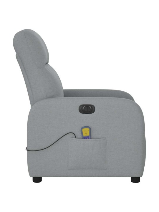 Elektrické masážní polohovací křeslo světle šedé textil
