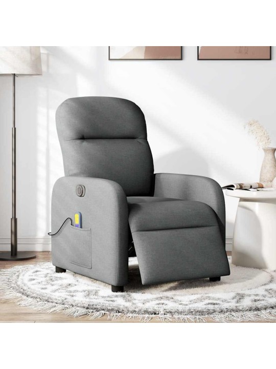 Elektrické masážní polohovací křeslo tmavě šedé textil