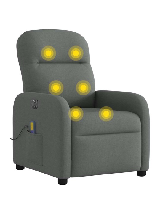 Elektrické masážní polohovací křeslo tmavě šedé textil