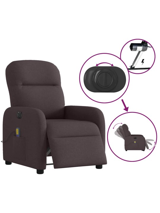Elektrické masážní polohovací křeslo tmavě hnědé textil