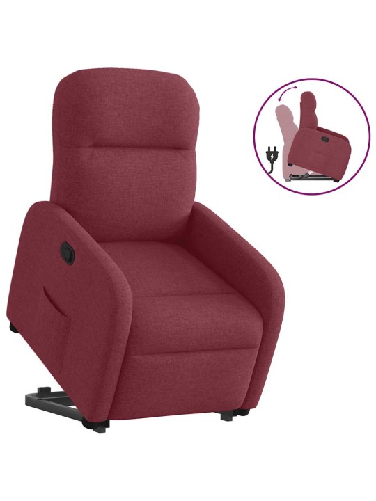 Zvedací polohovací křeslo vínové textil