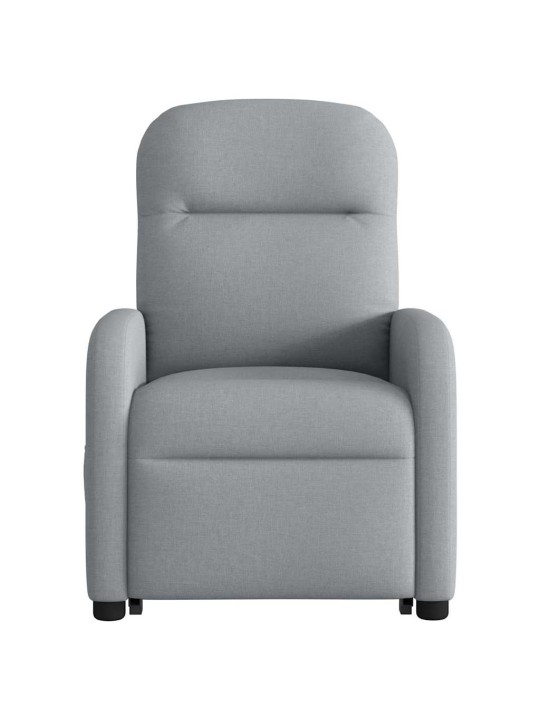 Zvedací masážní polohovací křeslo světle šedé textil