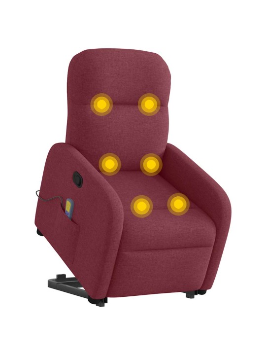 Zvedací masážní polohovací křeslo vínové textil