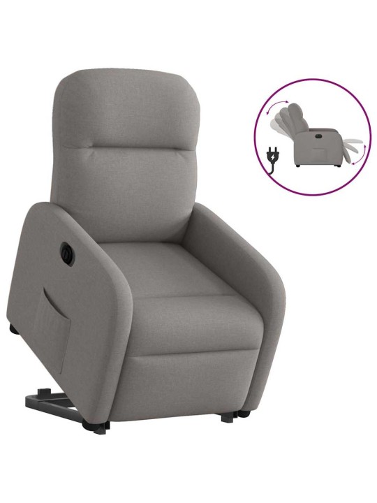 Elektrické zvedací polohovací křeslo taupe textil