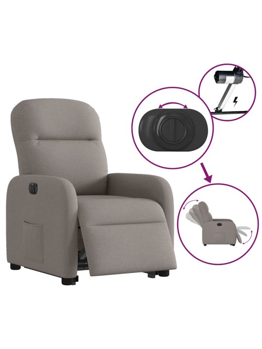 Elektrické zvedací polohovací křeslo taupe textil