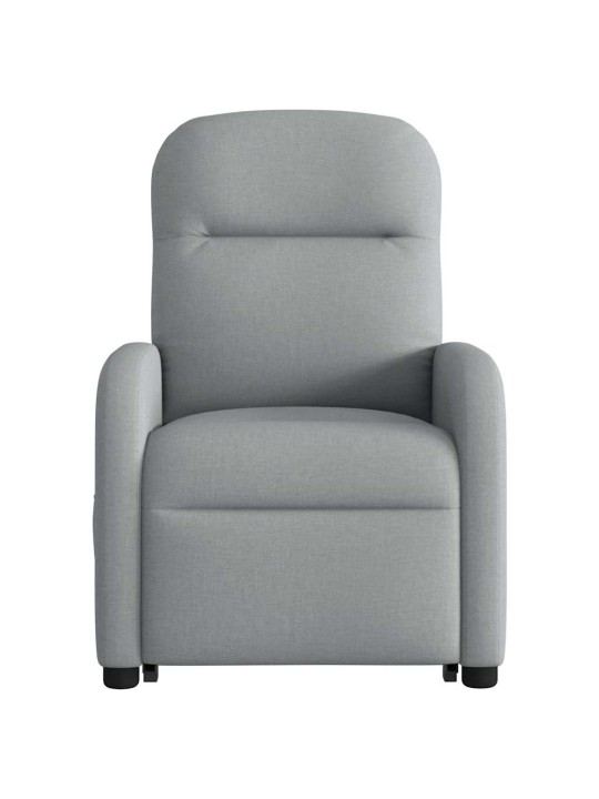 Elektrické zvedací masážní polohovací křeslo světle šedé textil
