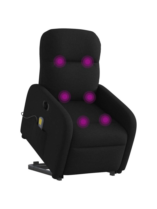 Elektrické zvedací masážní polohovací křeslo černé textil