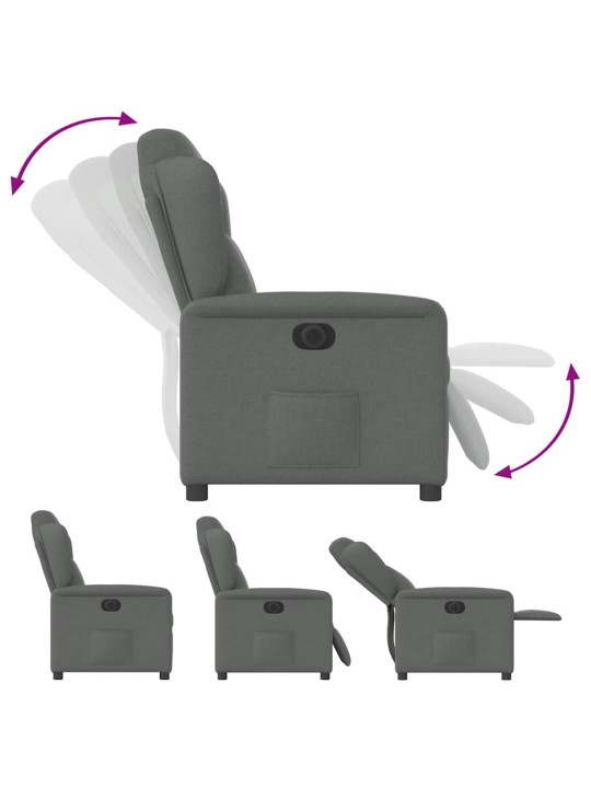 Elektrické polohovací křeslo tmavě šedé textil