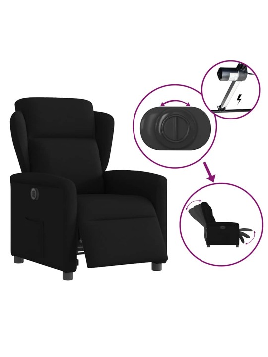 Elektrické polohovací křeslo černé textil