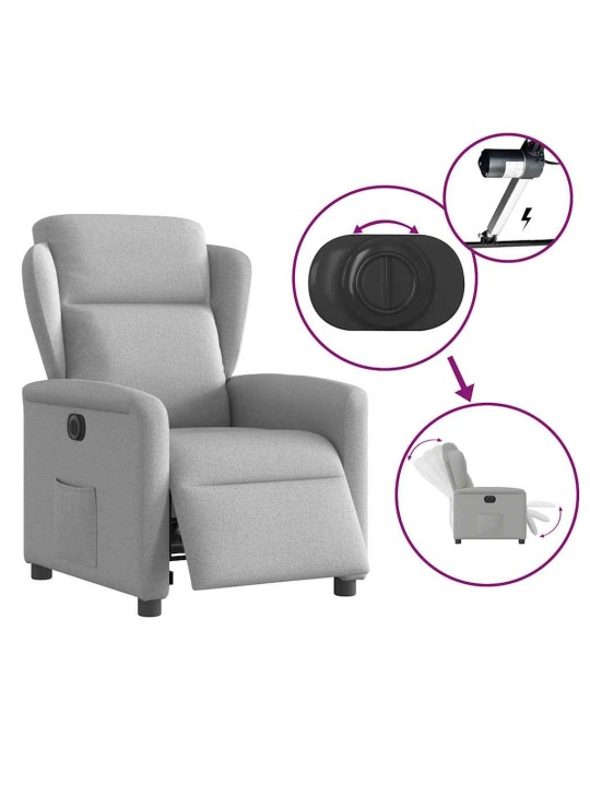 Elektrické polohovací křeslo obláčkově šedé textil