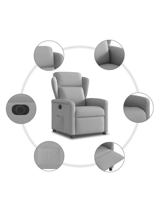 Elektrické polohovací křeslo obláčkově šedé textil