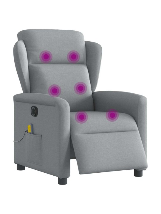 Elektrické masážní polohovací křeslo světle šedé textil