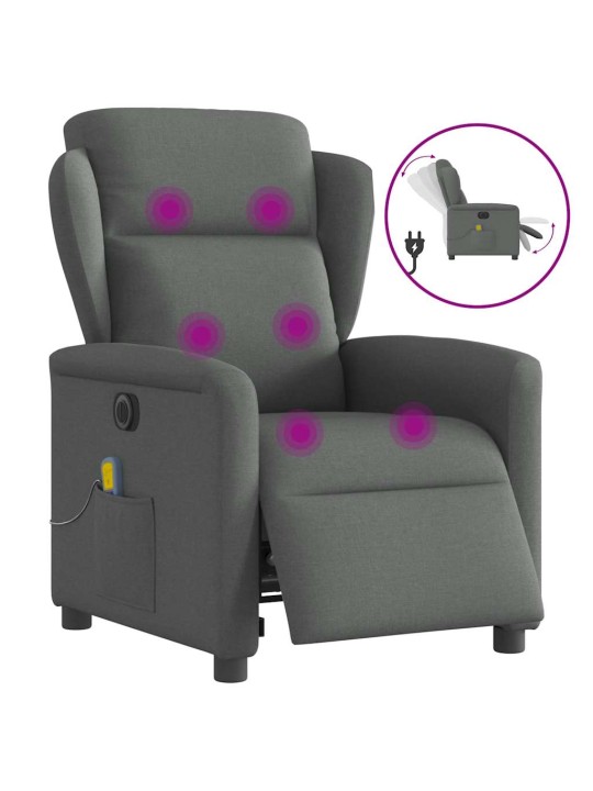 Elektrické masážní polohovací křeslo tmavě šedé textil