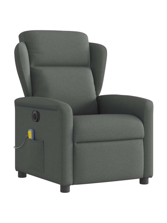 Elektrické masážní polohovací křeslo tmavě šedé textil