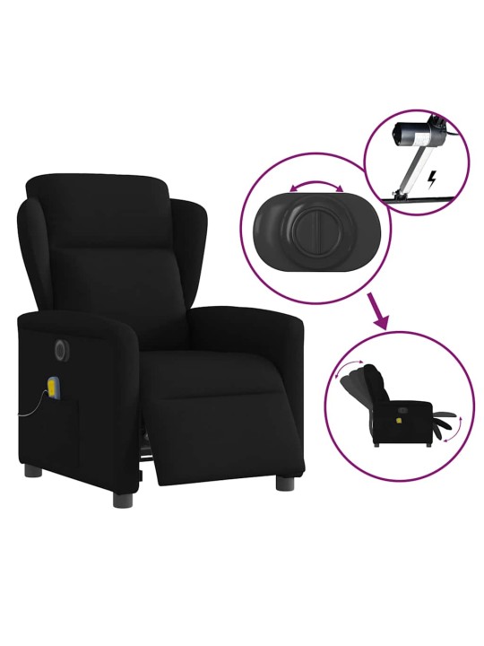 Elektrické masážní polohovací křeslo černé textil